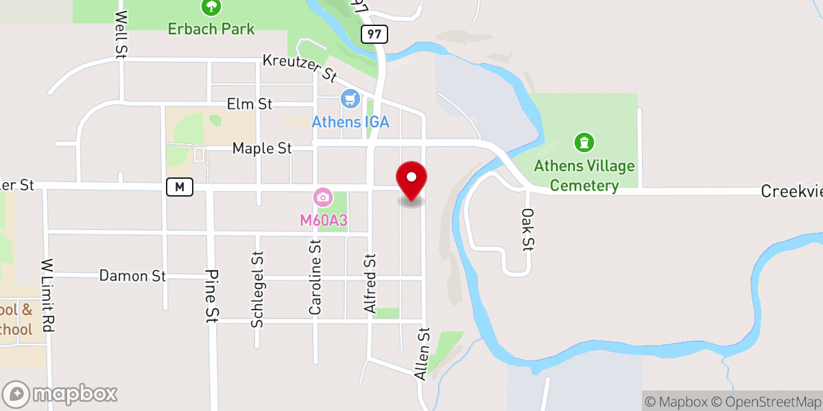 Map showing location of Athens Christian Fellowship Church
