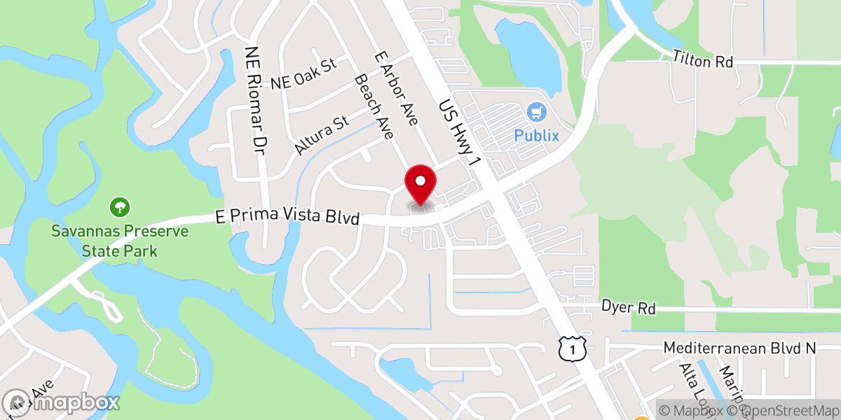 Map showing location of Iglesia Maranatha St. Lucie, La Noche Esta Avanzada