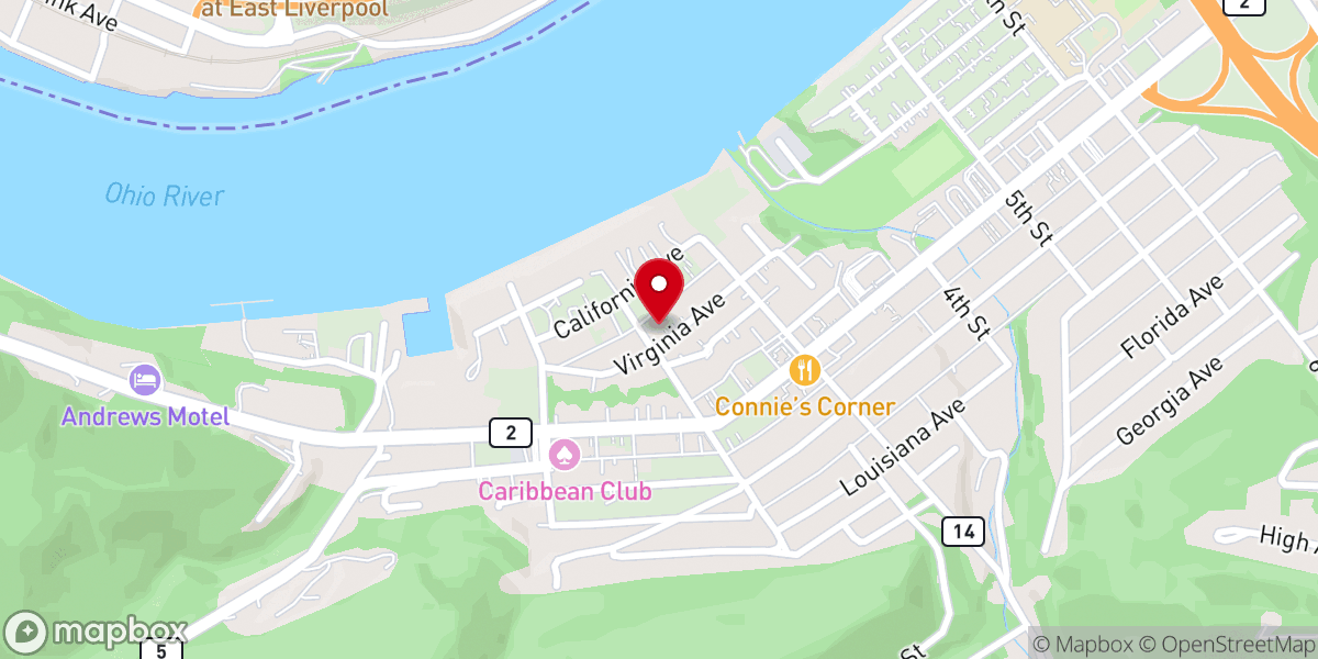Map showing location of Virginia Avenue Church of Christ