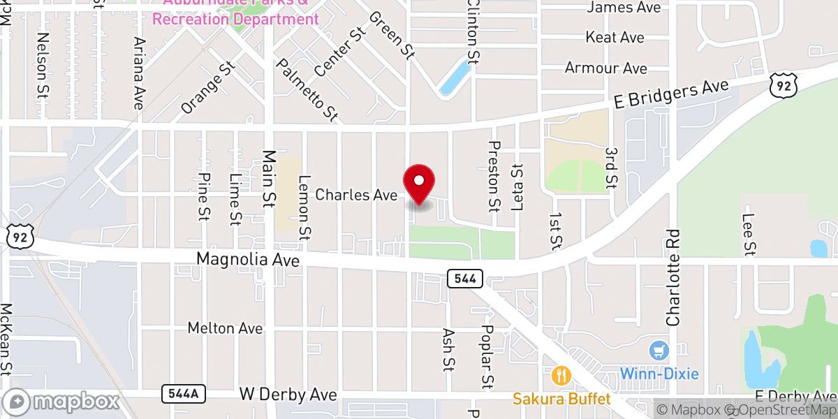 Map showing location of Auburndale Community Center
