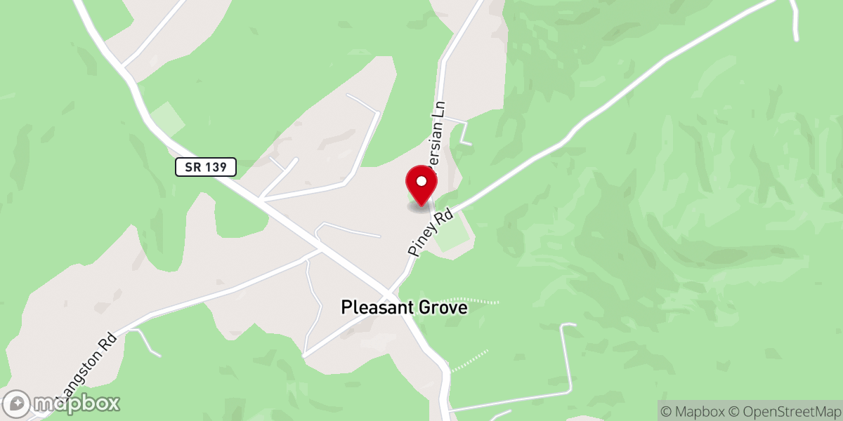 Map showing location of Pleasant Grove Piney Baptist Church