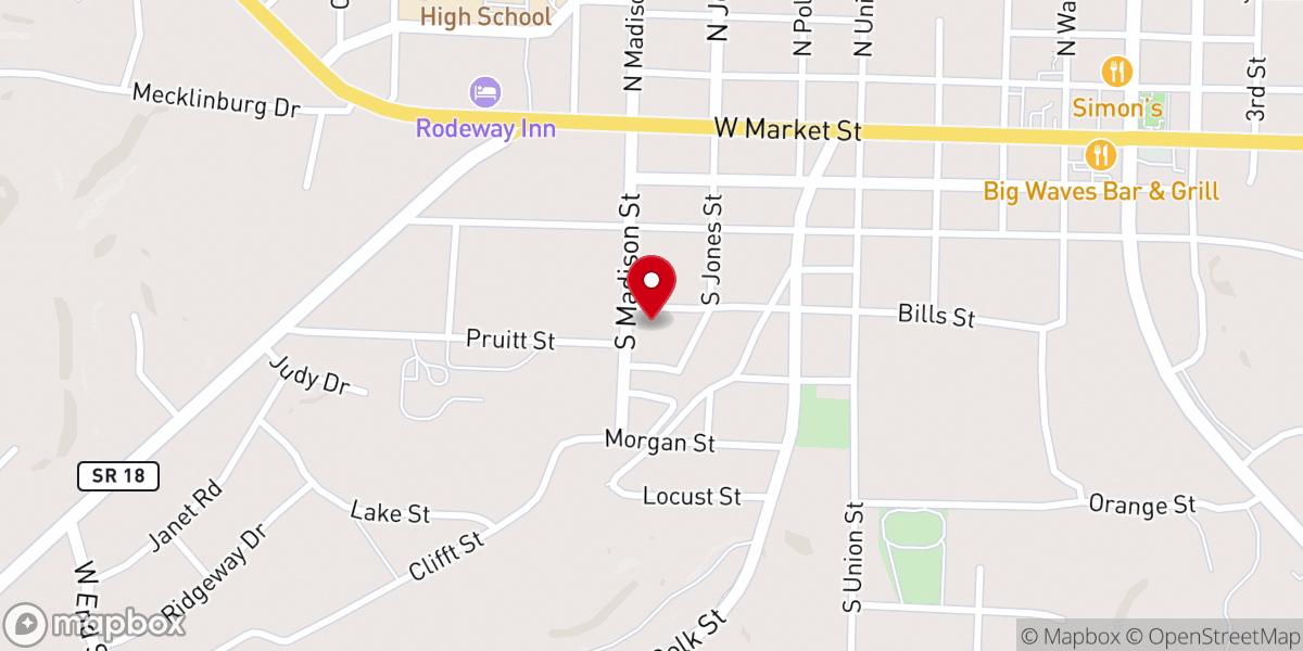 Map showing location of Greater Springfield Baptist