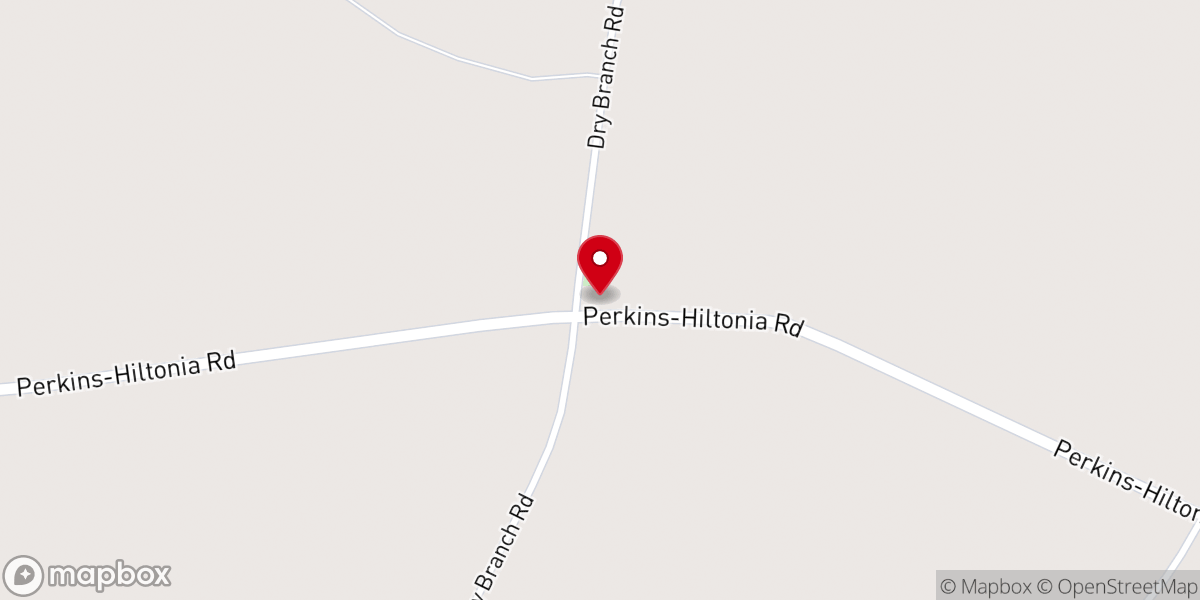 Map showing location of Dry Branch Baptist Church