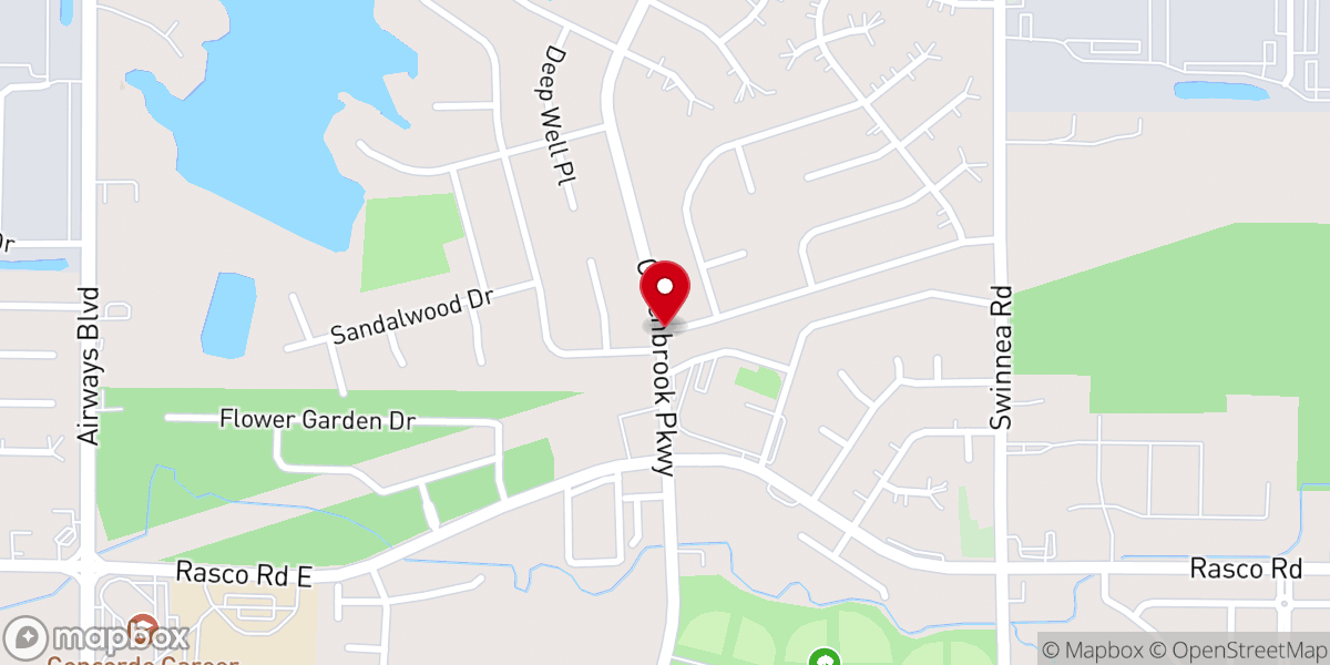 Map showing location of Greenbrook Baptist Church