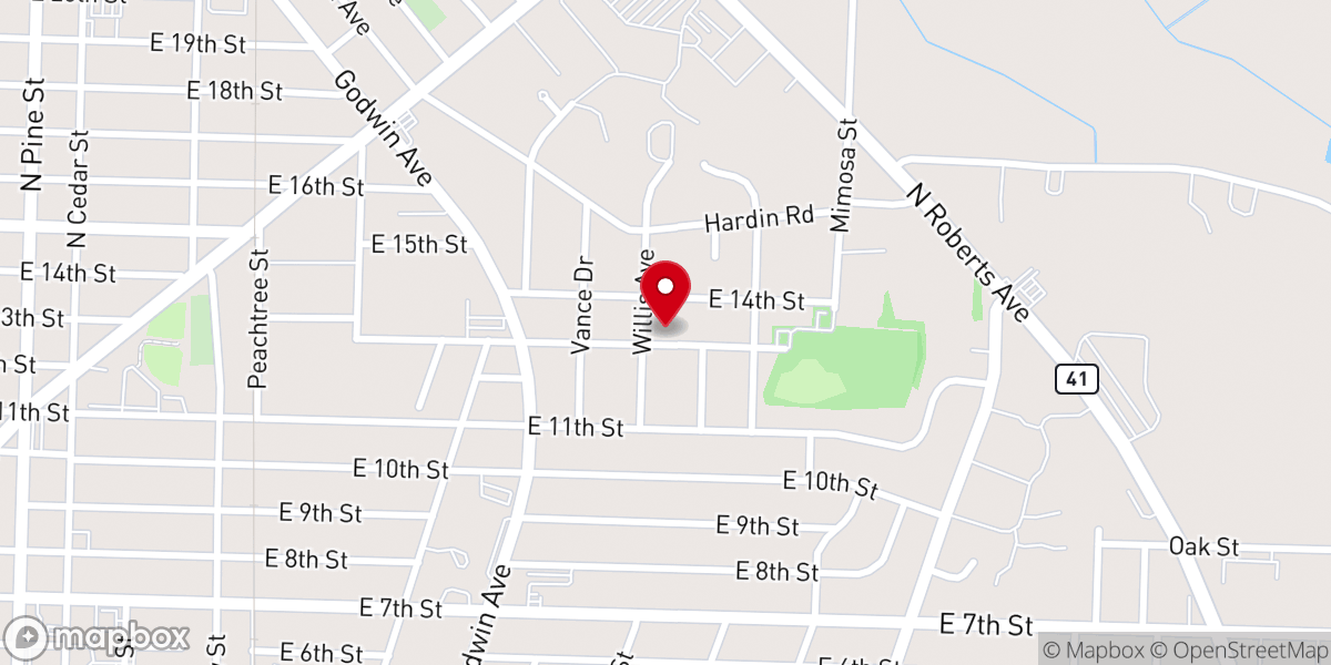 Map showing location of Hilly Branch Baptist Church