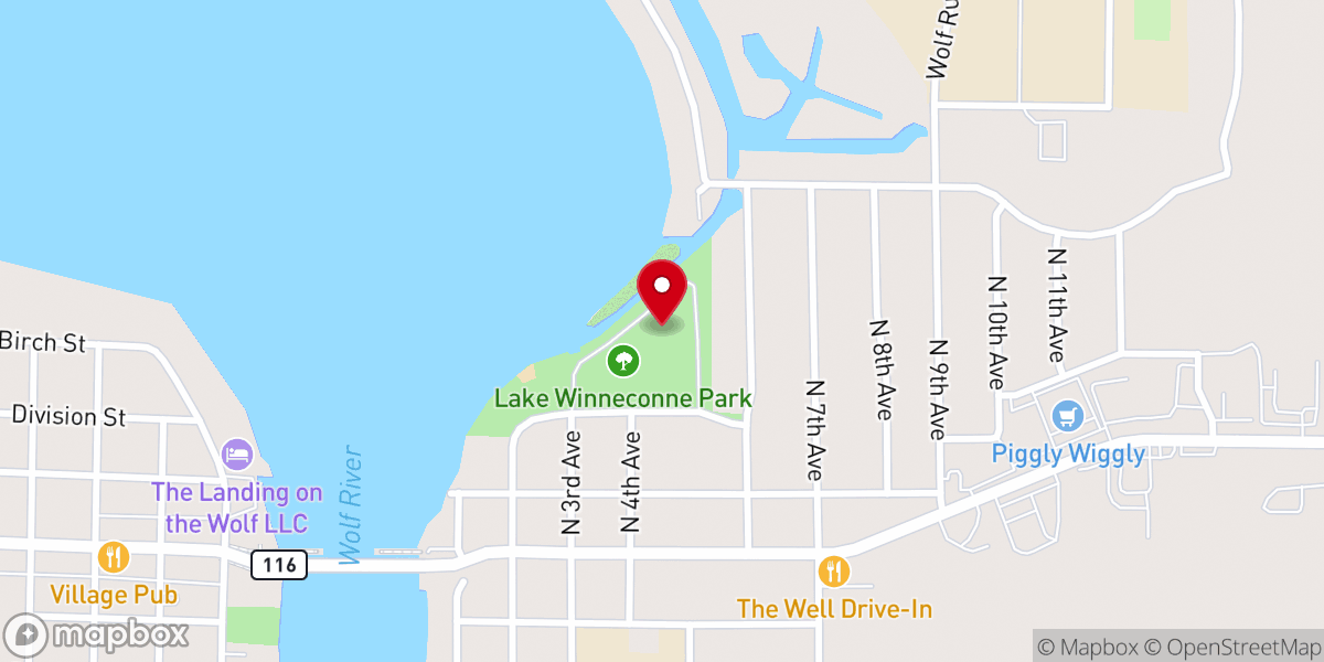 Map showing location of Lake Winneconne Park