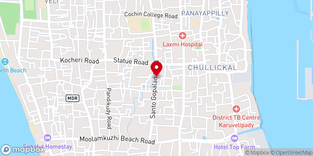 Map showing location of St. Antony's Chapel Chullickal