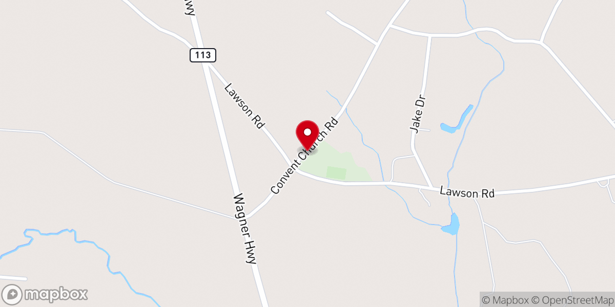 Map showing location of Convent Baptist Church
