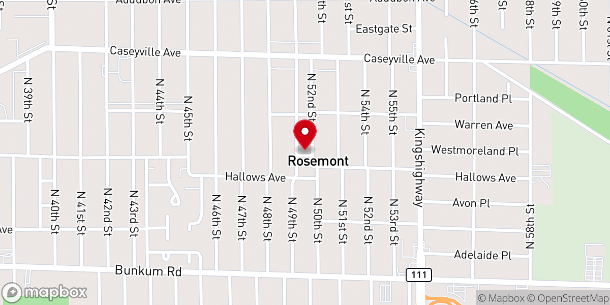 Map showing location of Rosemont Baptist Church
