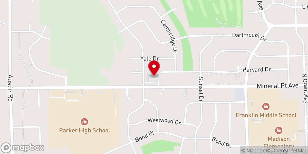 Map showing location of Mount Calvary Lutheran Church