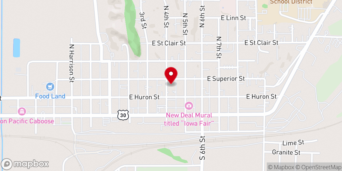 Map showing location of First Presbyterian Church of Missouri Valley