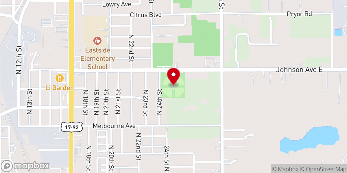 Map showing location of Larry Parrish Baseball Complex