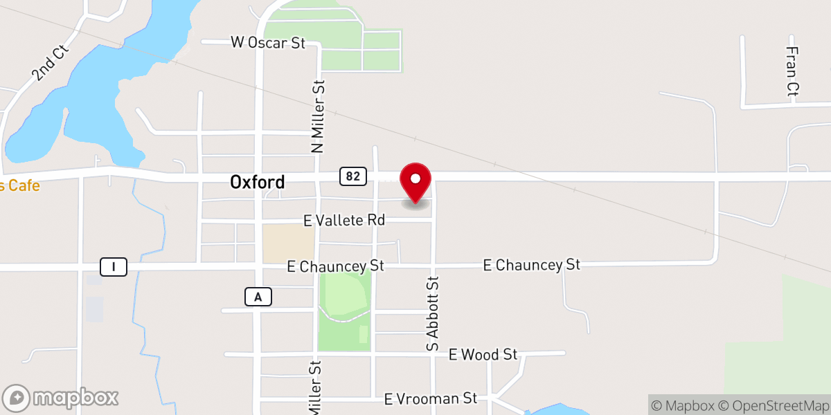 Map showing location of St. John's Lutheran Church