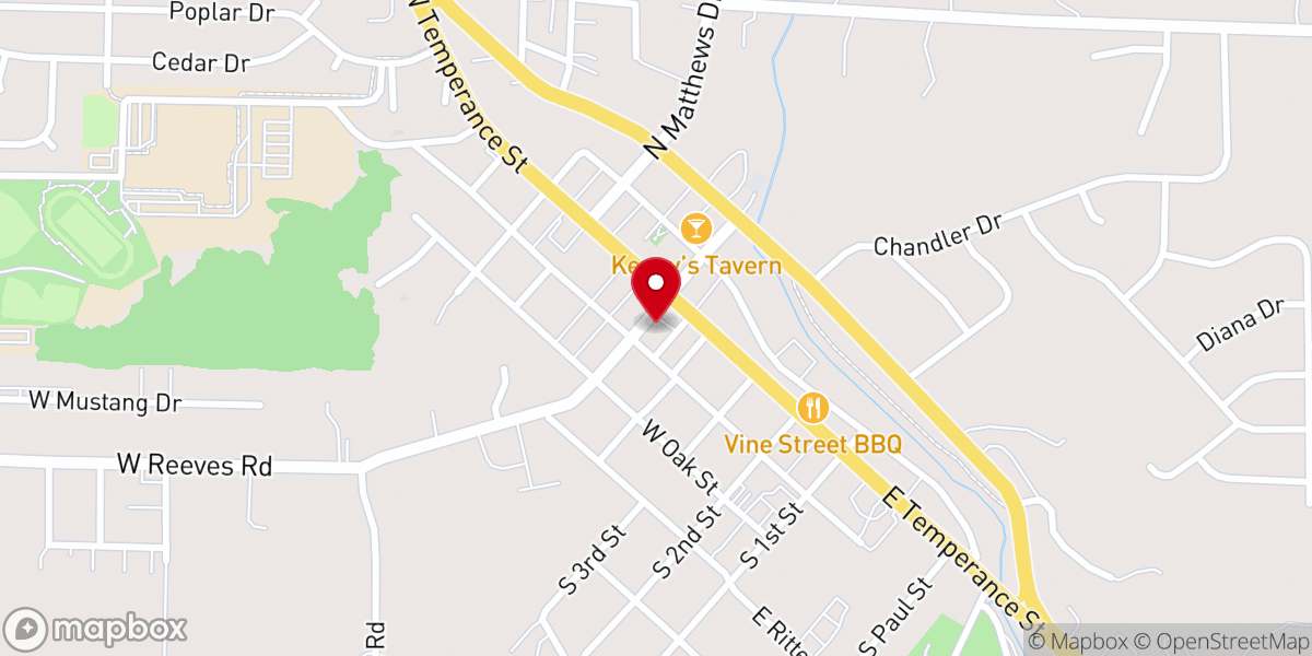 Map showing location of Ellettsville First Baptist Church