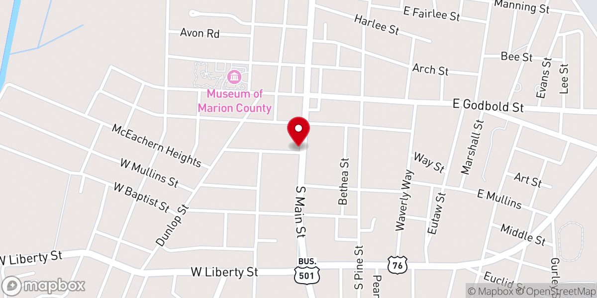 Map showing location of Marion Presbyterian Church