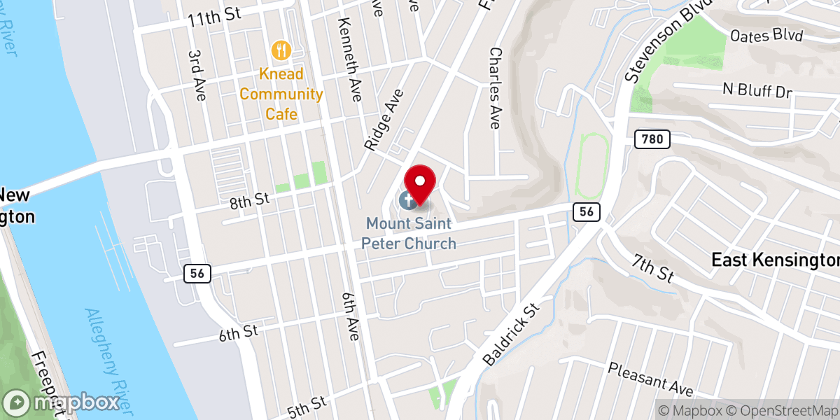 Map showing location of Mount Saint Peter Roman Catholic Church