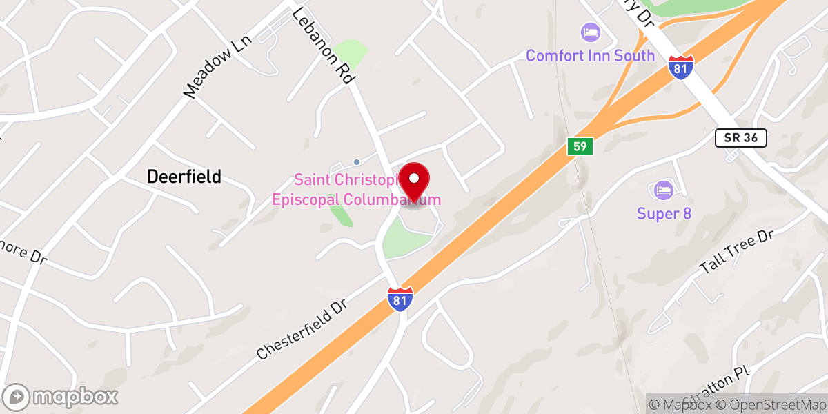 Map showing location of Colonial Heights United Methodist Preschool