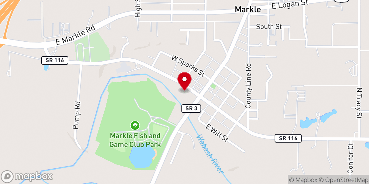 Map showing location of Markle United Methodist Church