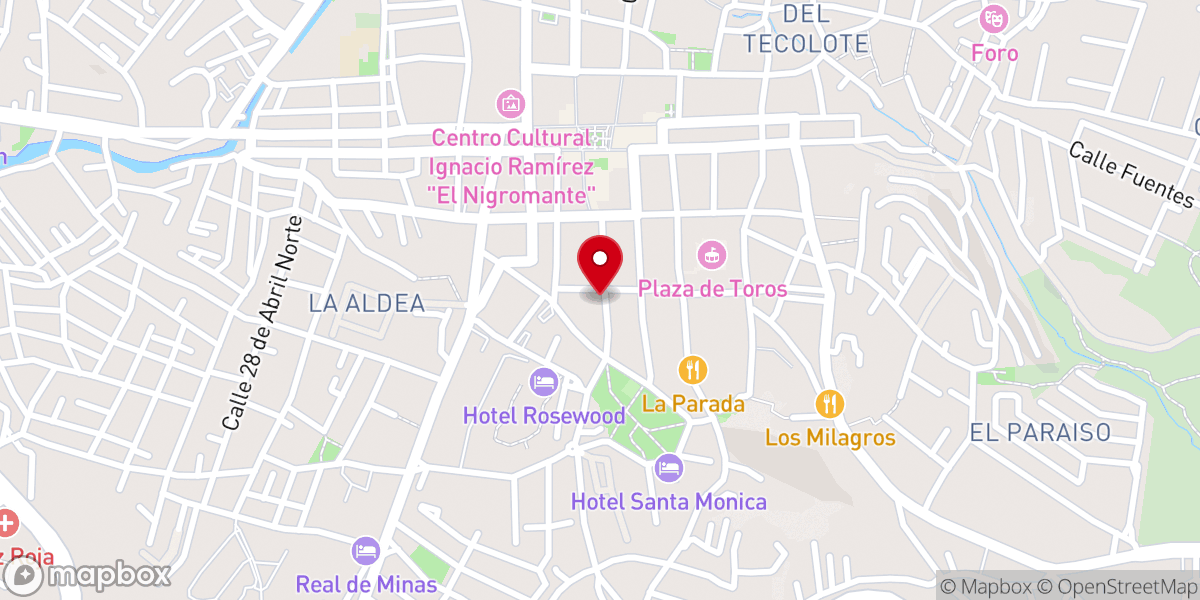 Map showing location of Hacienda El Santuario San Miguel de Allende