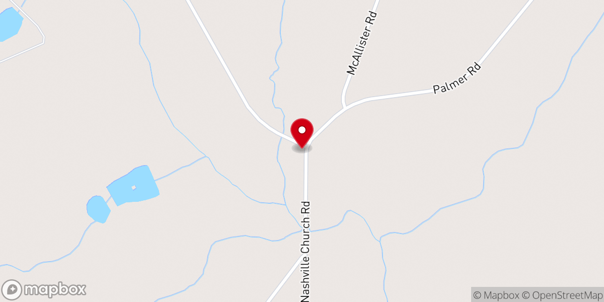 Map showing location of Nashville Church
