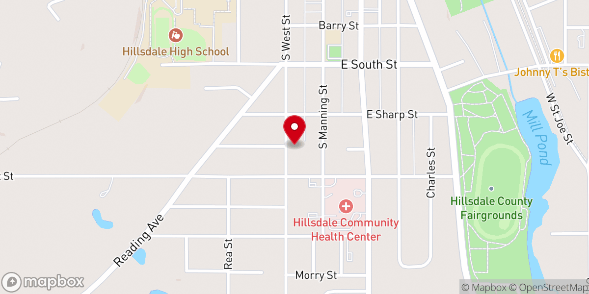 Map showing location of Hillsdale Calvary Temple Church