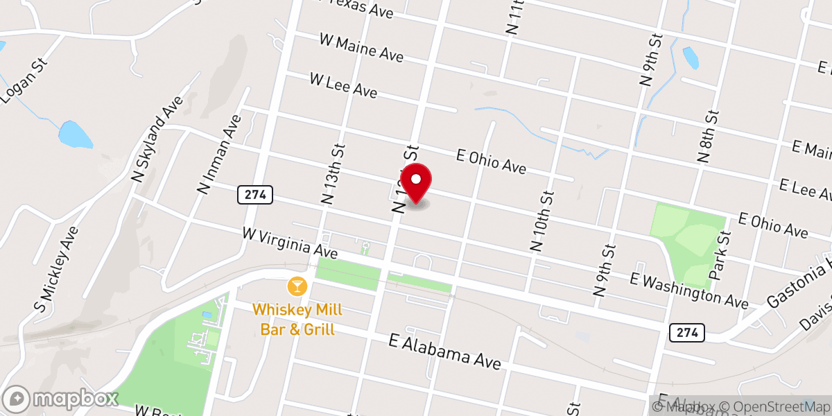 Map showing location of First Baptist Church