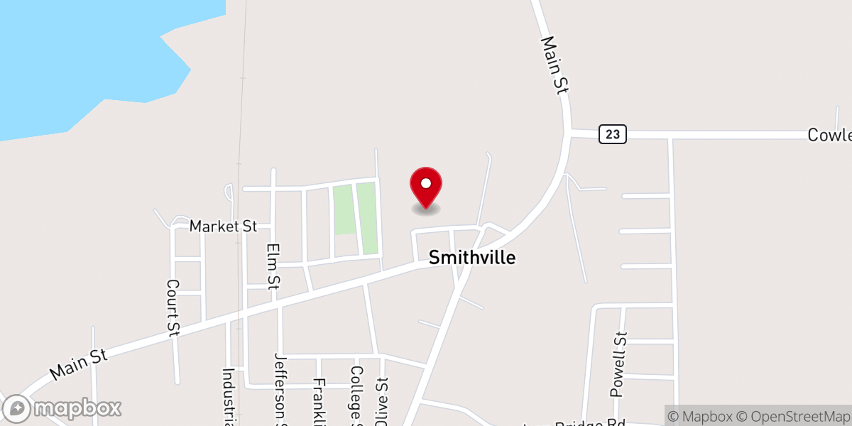 Map showing location of Smithville Methodist Church