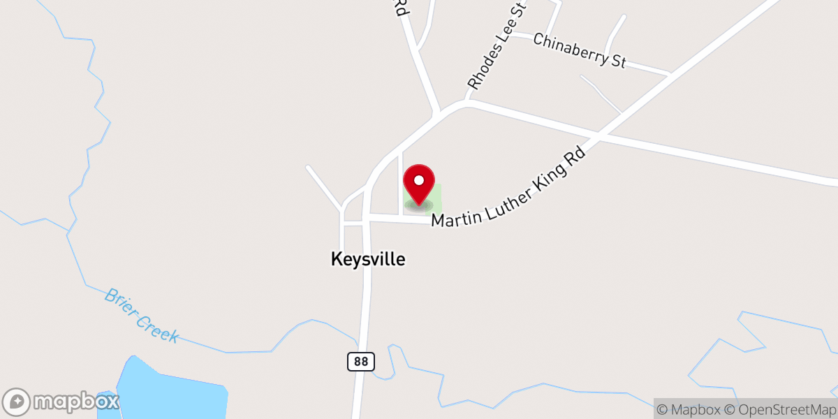 Map showing location of Keysville United Methodist Church