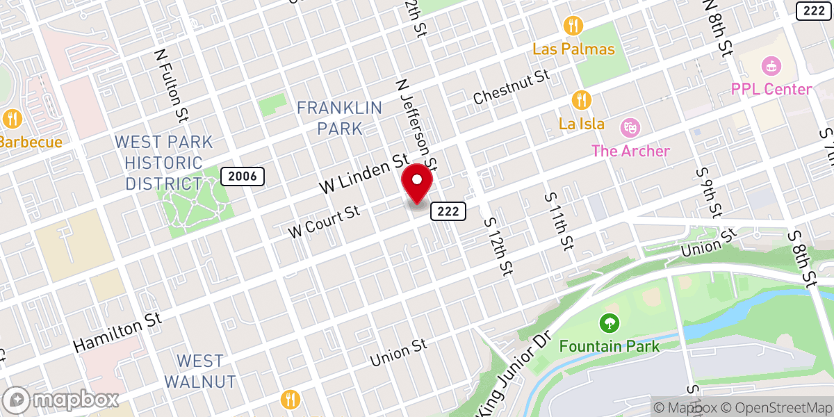 Map showing location of Christ Lutheran Church