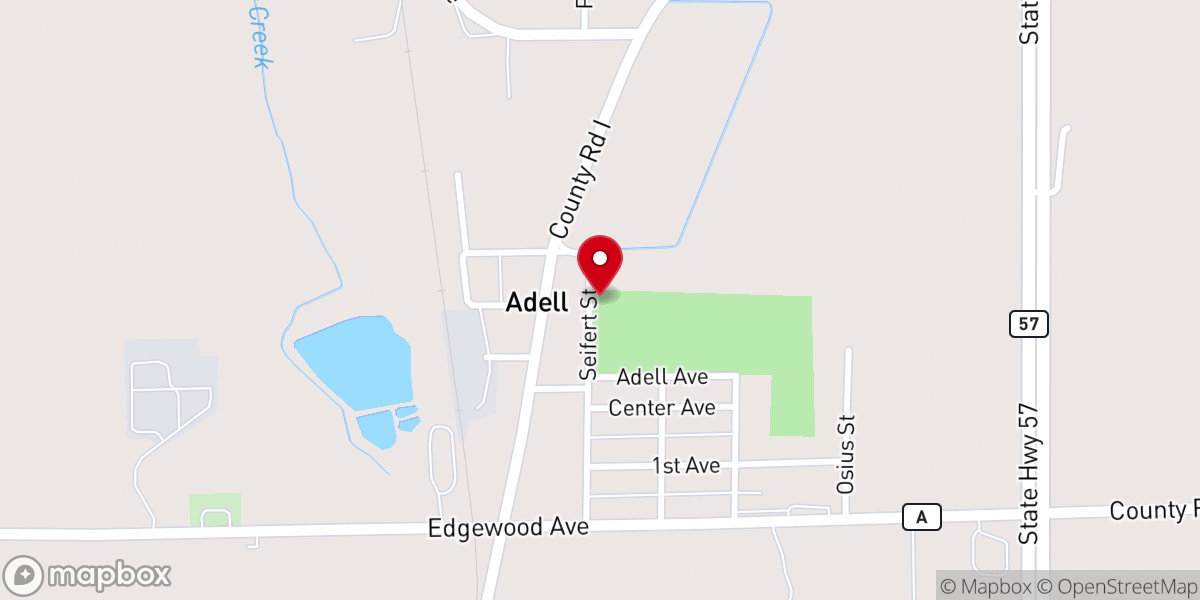 Map showing location of Village of Adell