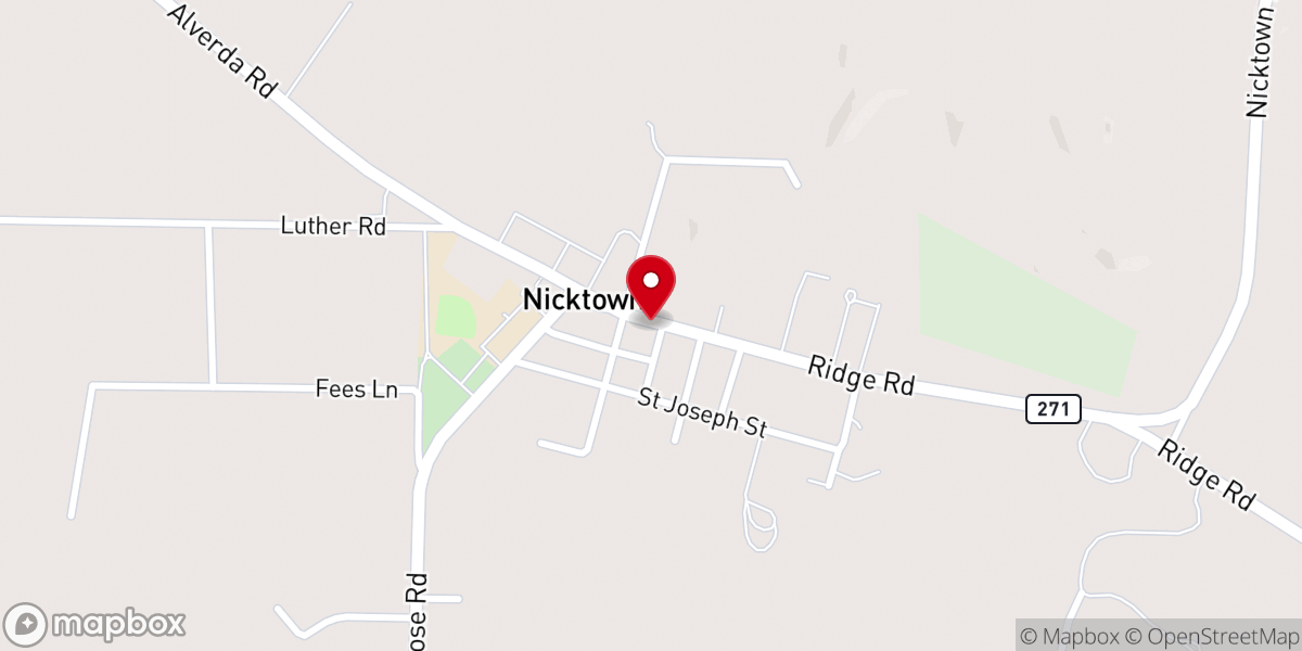 Map showing location of Nicktown