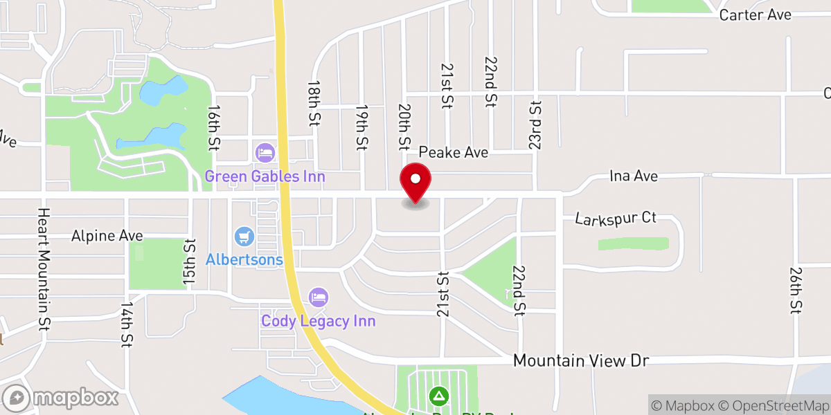 Map showing location of Cody Church of Christ