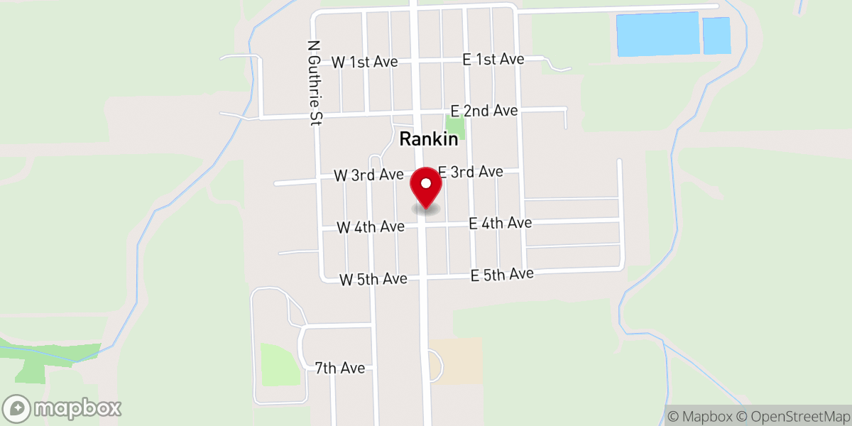 Map showing location of Rankin Village Hall