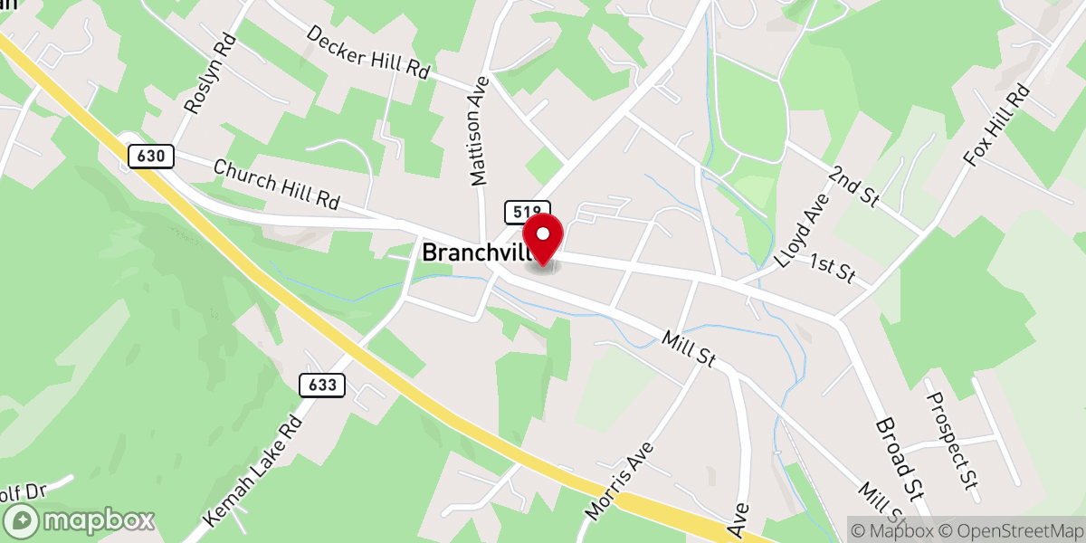 Map showing location of The United Methodist Church in Branchville