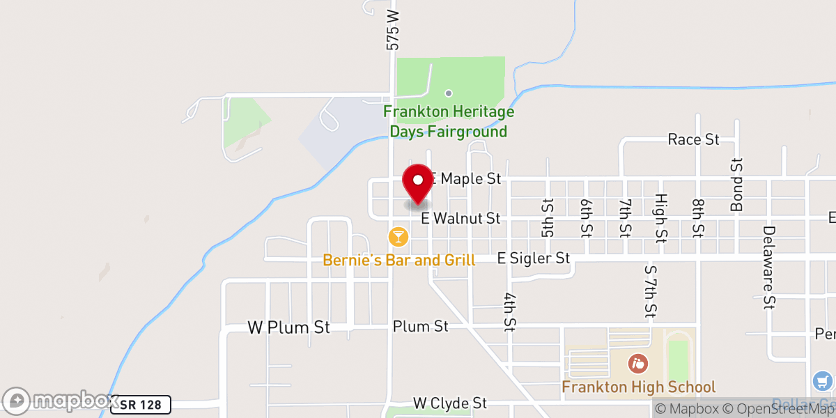 Map showing location of Frankton Christian Church Family Life Center