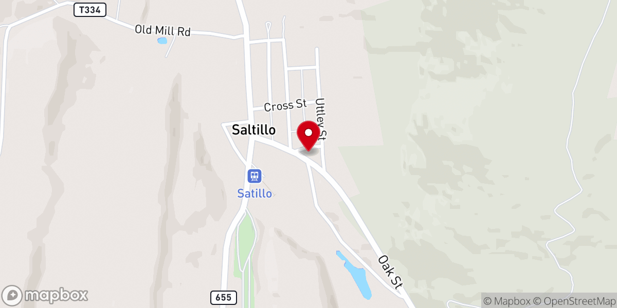 Map showing location of First Baptist Church of Saltillo