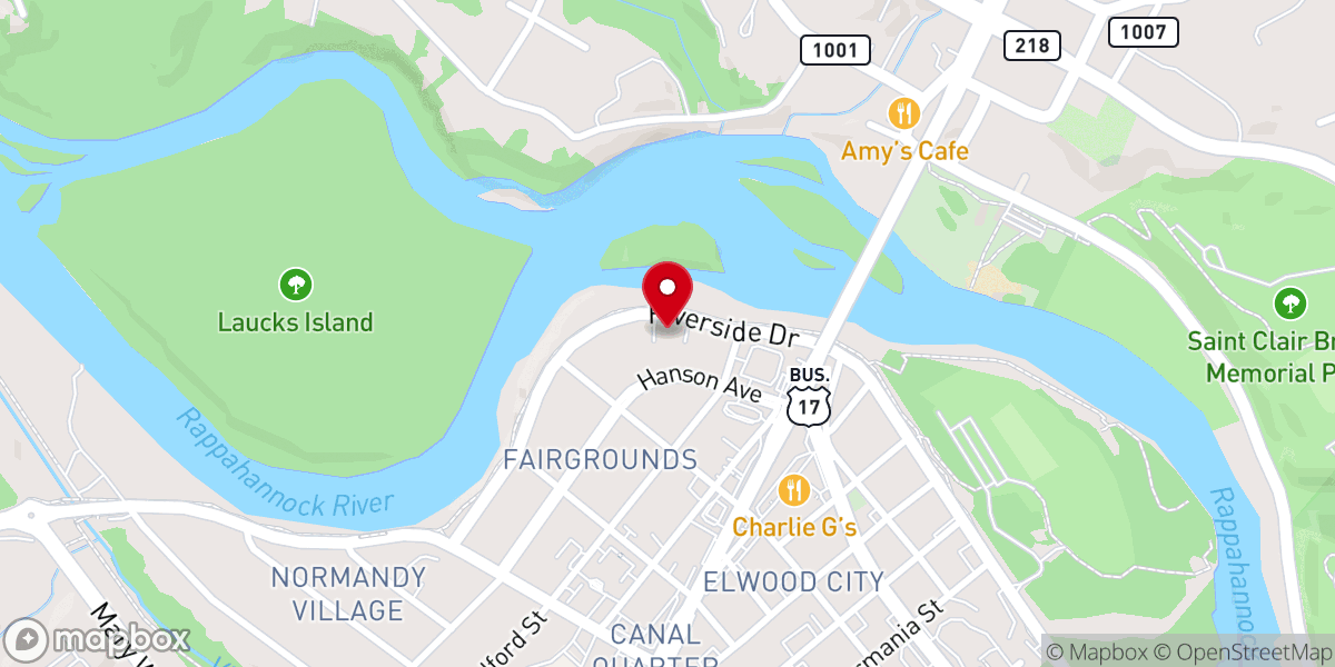 Map showing location of Fredericksburg Church of Christ