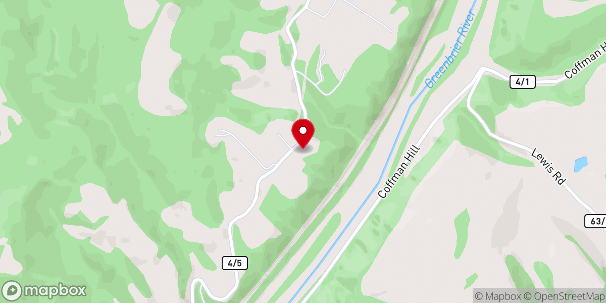 Map showing location of Hilltop Baptist Church
