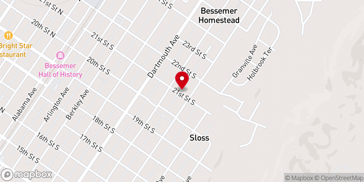 Map showing location of Thrash T J