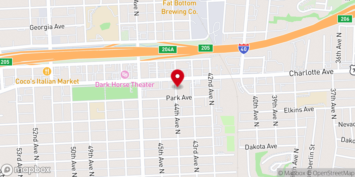 Map showing location of Park Avenue Baptist Church