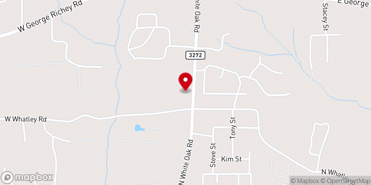 Map showing location of White Oak Community Church