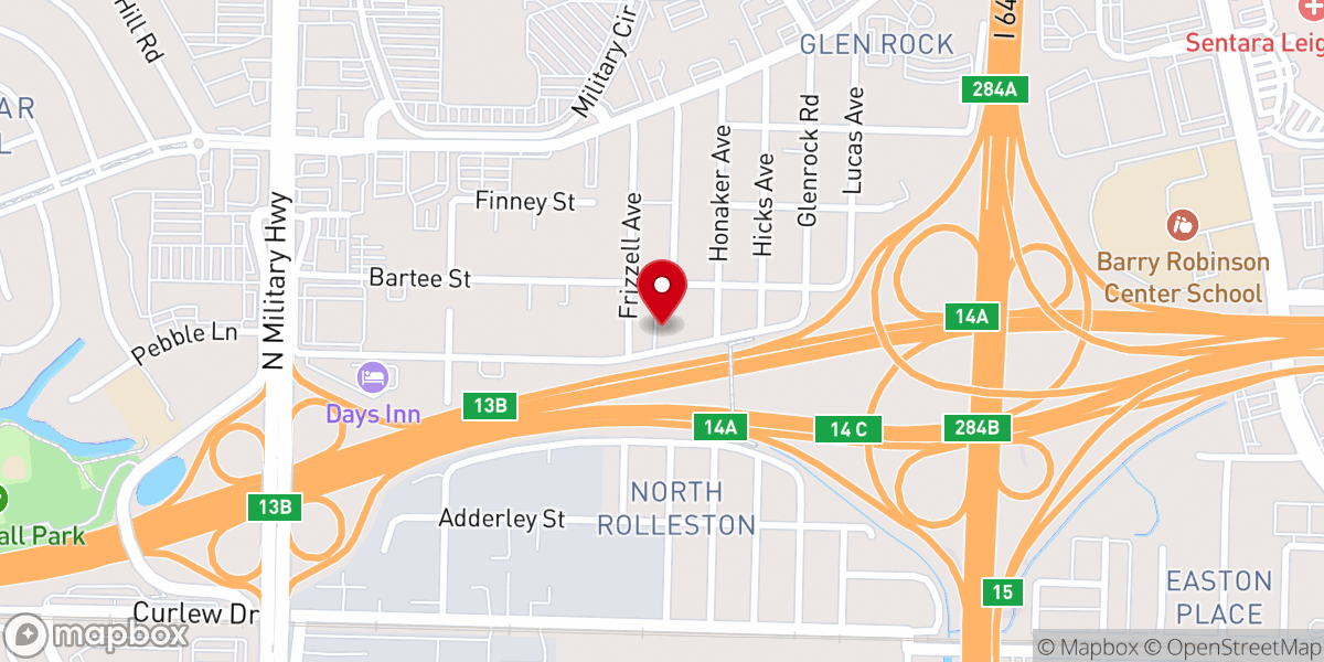 Map showing location of Tidewater Gospel Chapel