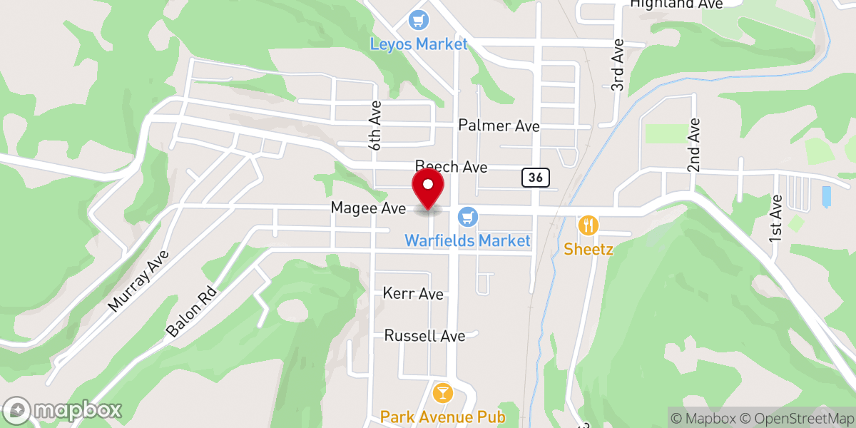 Map showing location of Patton United Presbyterian Church