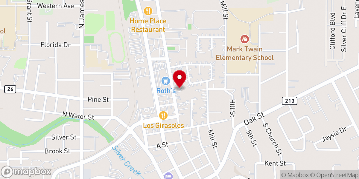 Map showing location of Silverton Praise Center