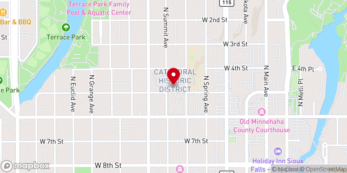 Map showing location of Sacred Heart Chapel