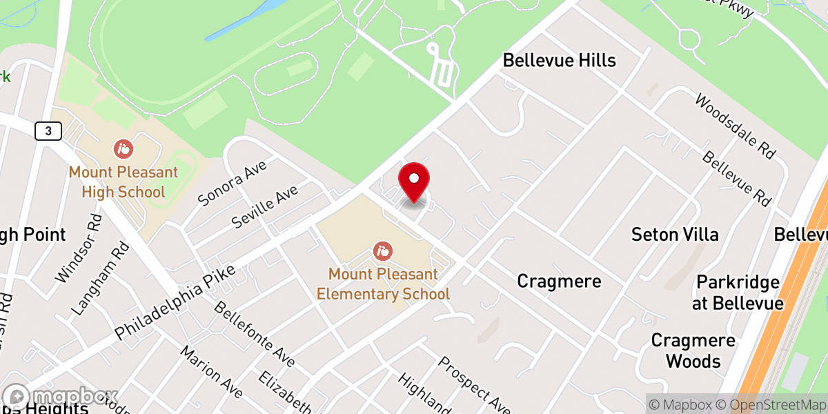 Map showing location of St. Mark's Lutheran Church