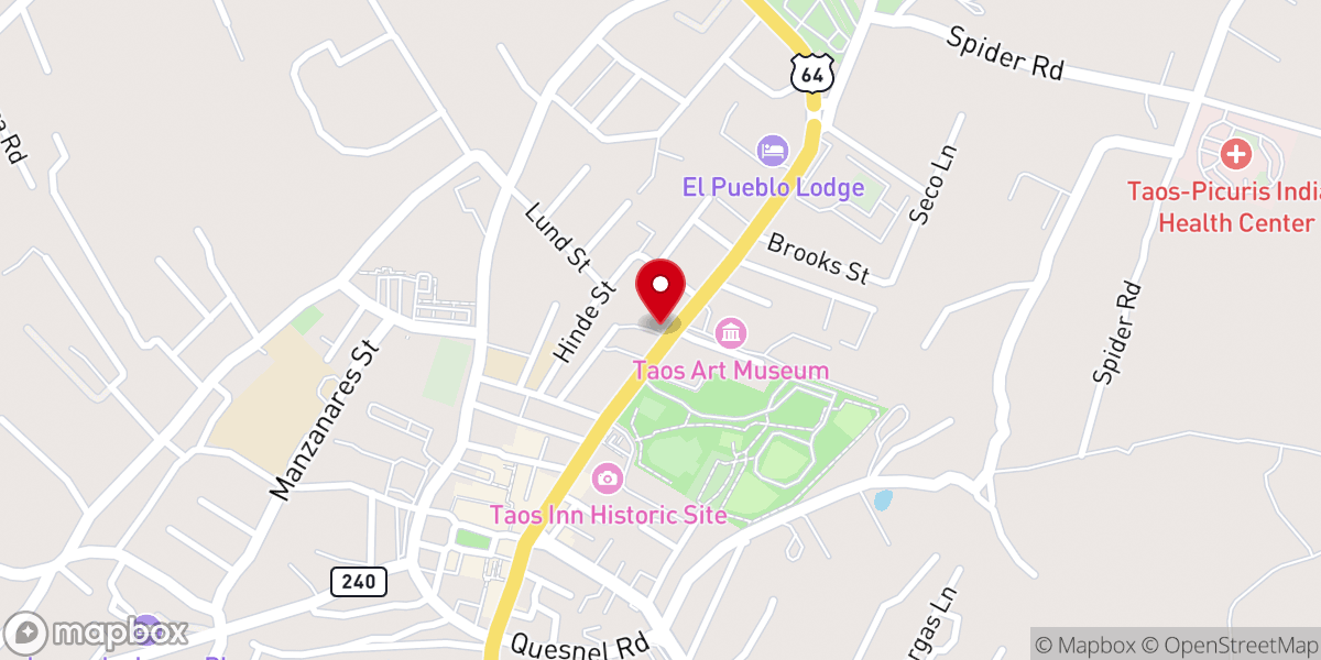 Map showing location of Taos First Baptist Church
