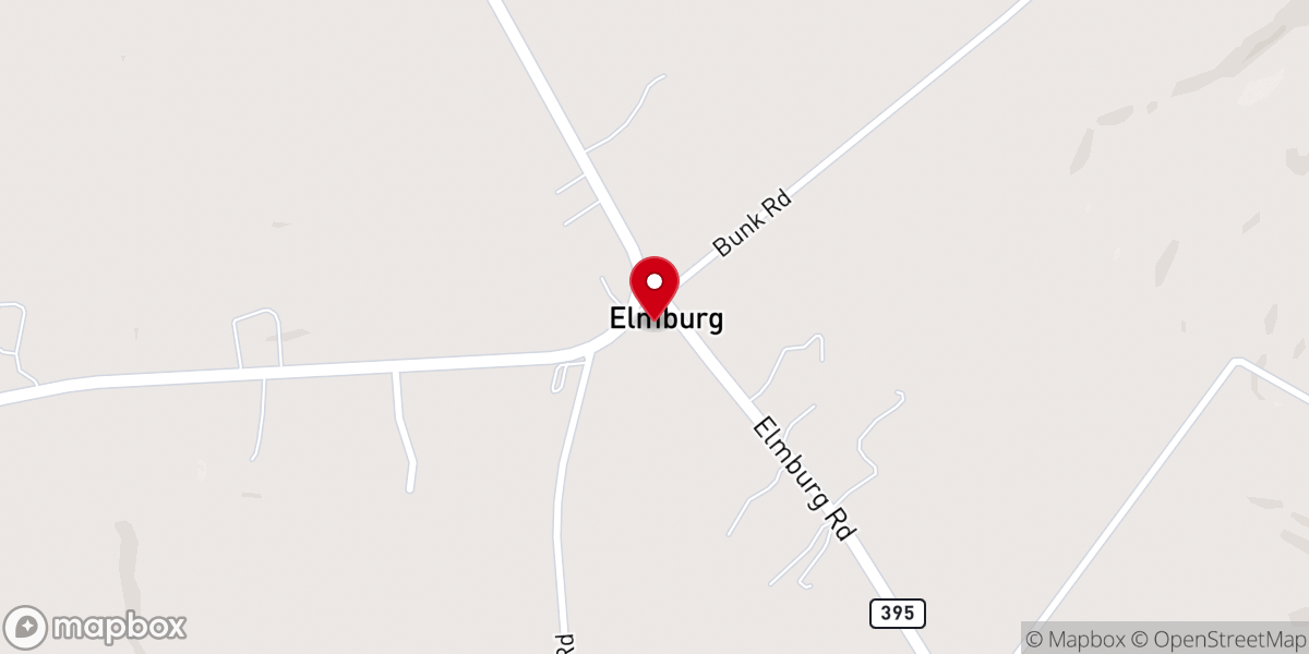 Map showing location of Elmburg Baptist Church
