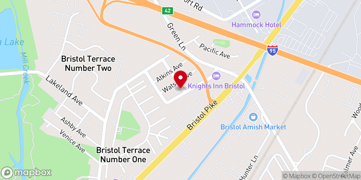 Map showing location of Norton Avenue Baptist Church
