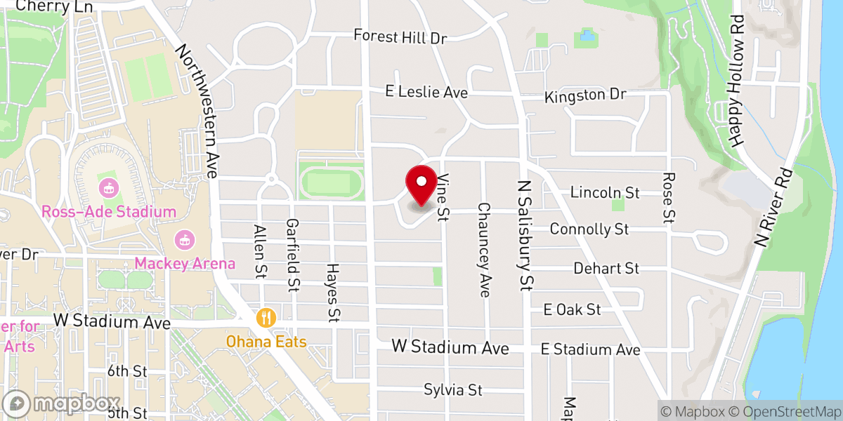 Map showing location of Unitarian Universalist Church, Tippecanoe County
